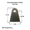 1/2" Hole 3/16" Thick 2 1/2" Tall Steel Chassis / Rod End Flat Tab Weldable